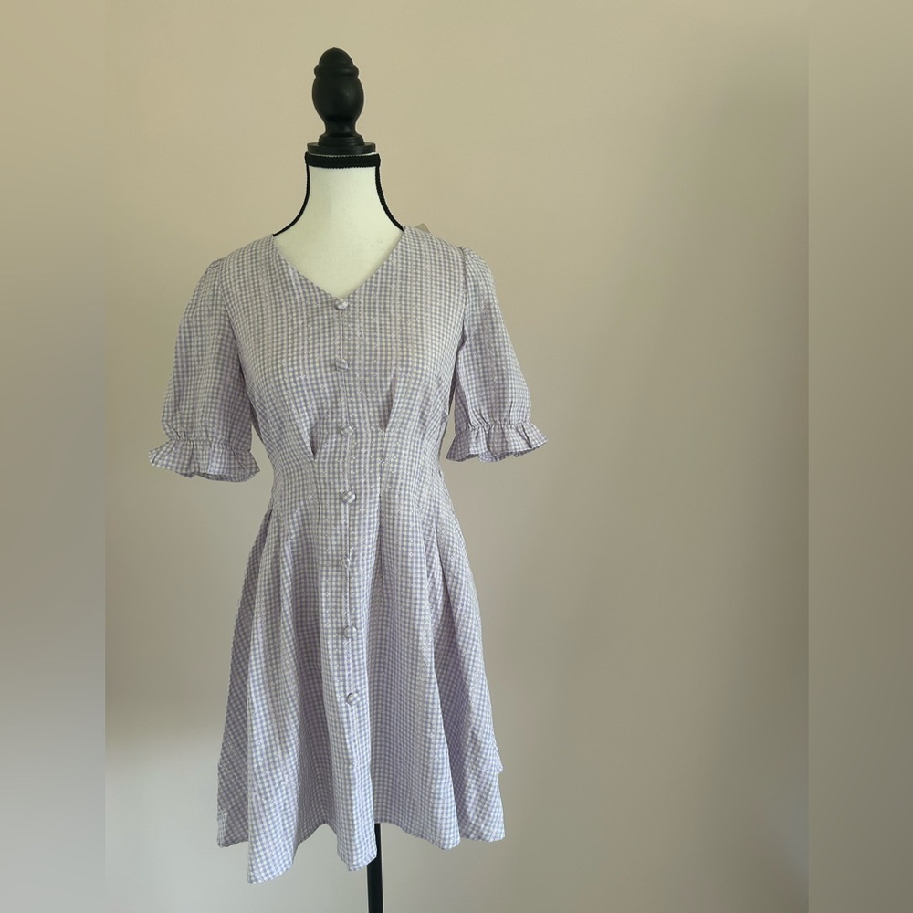 One More Purple Gingham Mini Dress